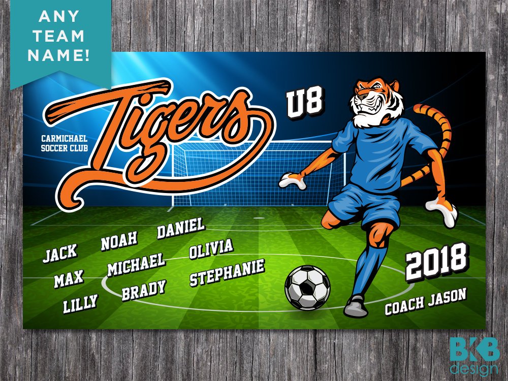 Vinyl Soccer Team Banner Tigers BKB Design