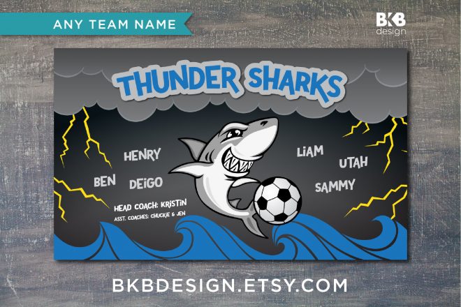 Vinyl Soccer Banner, Sharks